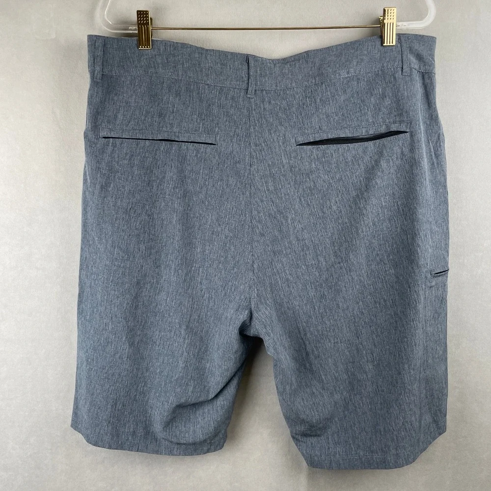 Abbot + Main Mens Hybrid Walk Shorts Blue Heathered 38 Quick Dry Utility Pocket